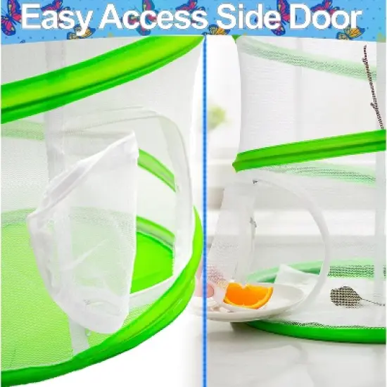 5 Star Super Deals Butterfly Growing Kit &ndash; 13" Tall Pop-Up Mesh Habitat Cage with Zipper Door, Carry Handle Insect Observation for Kids & Classrooms image {2}