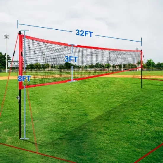 PLAYAPUT Outdoor Volleyball and Badminton Combo Set , Red image {1}