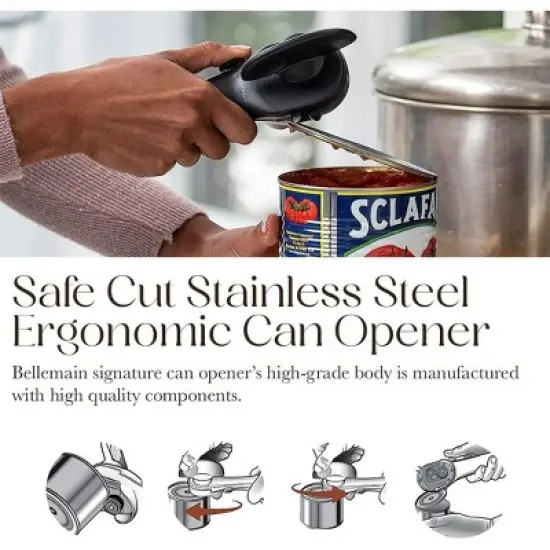 Bellemain Safe-Cut Stainless Steel Ergonomic Manual Can Opener, Smooth Edge for Home Chefs image {2}