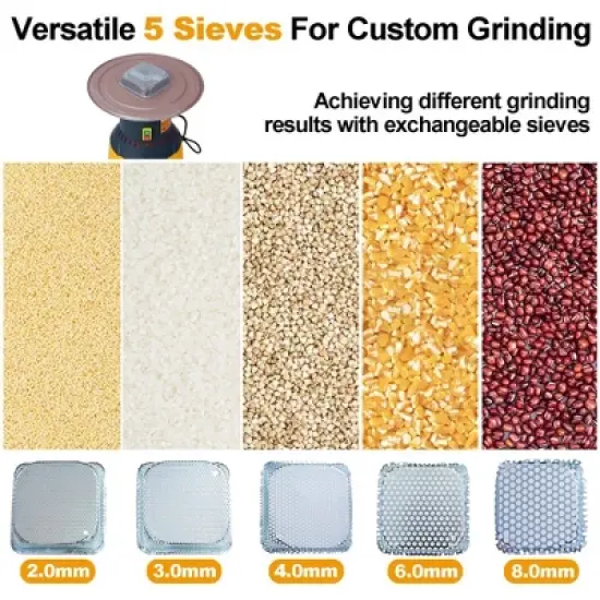 25L Grain Mill Grinder Electric Corn Grinder, Grain mills Mill Flour Mills, Farm Home Electric Grinder,Wheat Grinder with 5 Grinder Sieves+1Wrench image {3}
