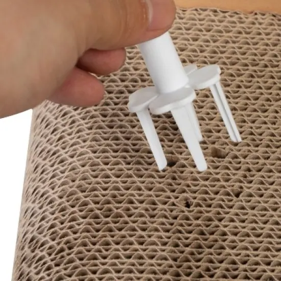 SEVOBAL 26" 2-in-1 Reversible Cat Scratcher and Lounger Curved Cardboard Durable Scratching Pad with Catnip for Indoor Cats Durable MDF Base with Toy image {3}