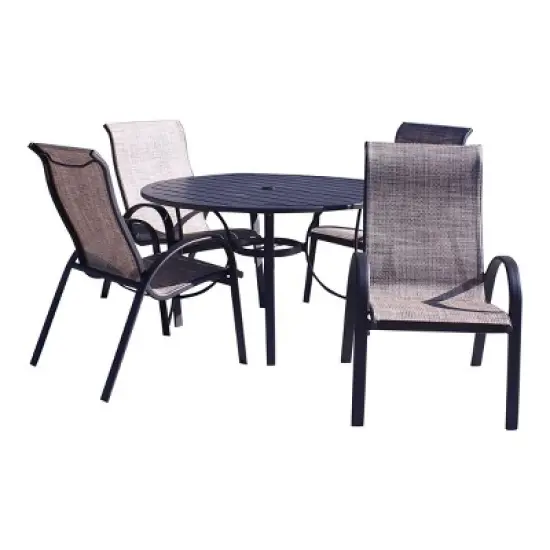 Courtyard Casual Santa Fe 5 pc Sling 48" Round Dining Set with Sling Chairs  Includes one Round table and 4 Sling Chairs image {8}
