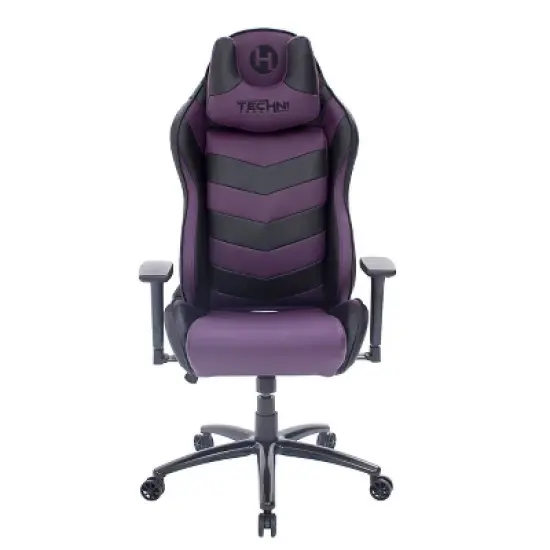 Ergonomic High Back Racer Style Video Gaming Chair Purple/Black - Techni Sport image {1}