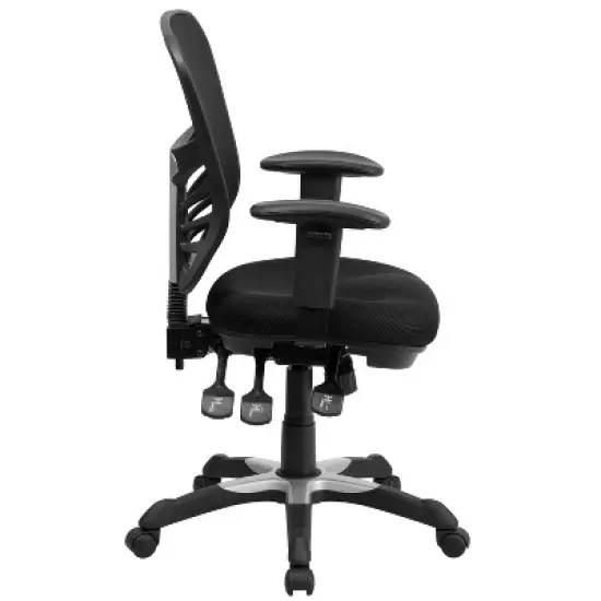 Emma and Oliver Mid-Back Black Mesh Multifunction Ergonomic Office Chair with Adjustable Arms image {7}