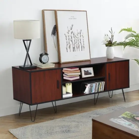 Costway 59'' TV Stand Entertainment Center Media Console Storage Cabinet Shelf image {4}