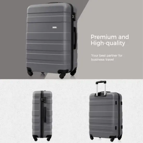 Gulches Luggage Sets, ABS Hardshell 3pcs Luggage Hardside,  Lightweight Durable Suitcase sets Spinner Wheels Suitcase with TSA Lock 20''24''28'', Grey image {1}