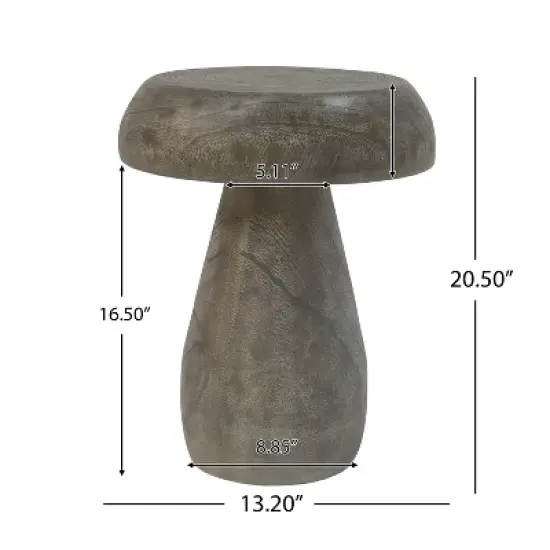 Christopher Knight Home Triton Outdoor Mushroom Lightweight Concrete Wood-like texture Side Table image {2}