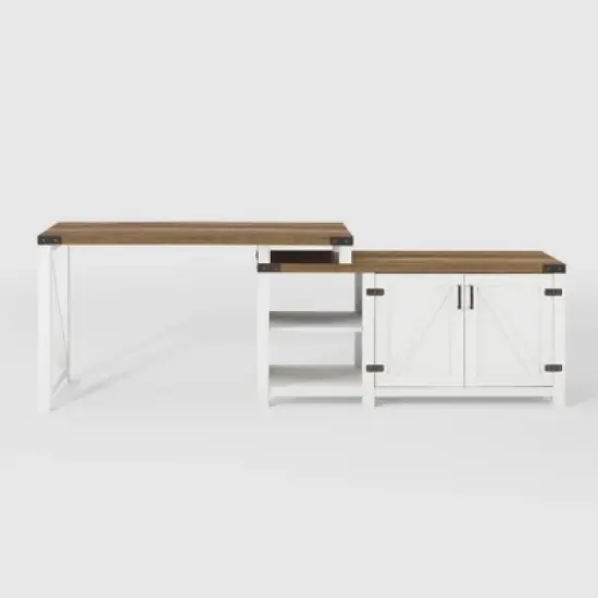 Farmhouse Rustic L Shaped Desk with Storage - Saracina Home image {11}