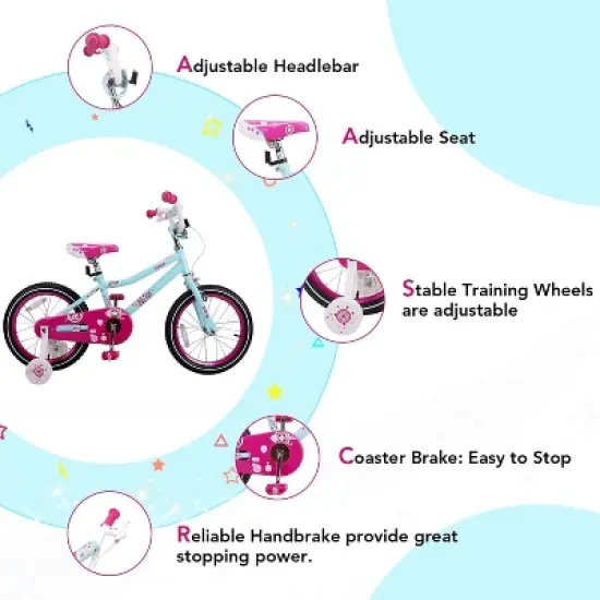 JOYSTAR Paris Kids Bike, Girls Bicycle for Ages 2-4, 32 to 41 Inches Tall, with Training Wheels and Coaster Brakes image {2}