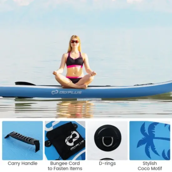 Costway Small Inflatable SUP Board, Portable Paddle Board with 5D rings Stand Up Paddle Board for Youth & Adult Blue/Turquoise/Green/Orange/Navy/Pink/Light Pink image {9}