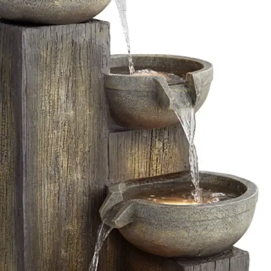 John Timberland Four Tier Rustic Cascading Outdoor Floor Water Fountain with LED Light 40 1/2" for Yard Garden Patio Home Deck Porch House Roof image {4}