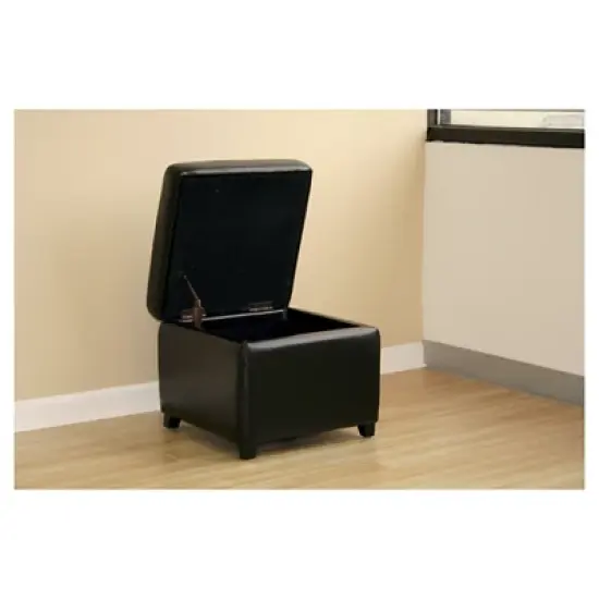 Full Leather Small Storage Cube Ottoman Black - Baxton Studio image {4}