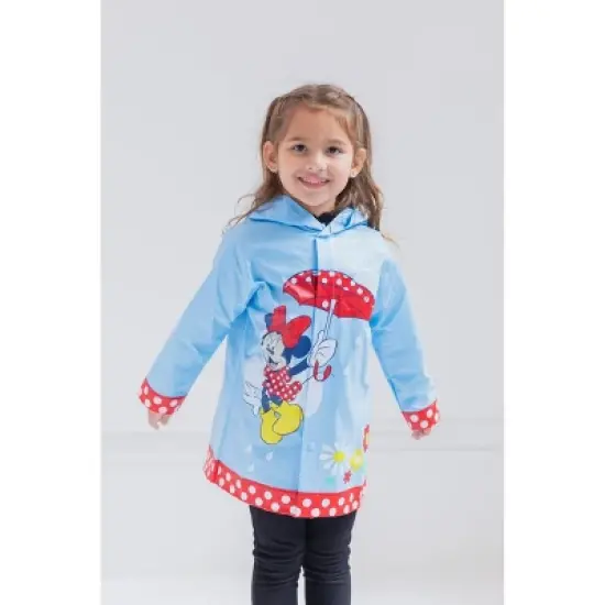 Disney Minnie Mouse Girls Waterproof Hooded Rain Jacket Coat Toddler image {1}