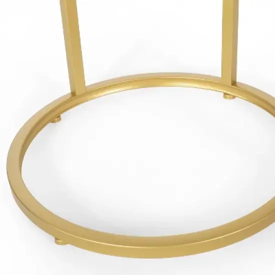 Ingersol Modern Glam C Shaped End Table White/Gold - Christopher Knight Home image {3}