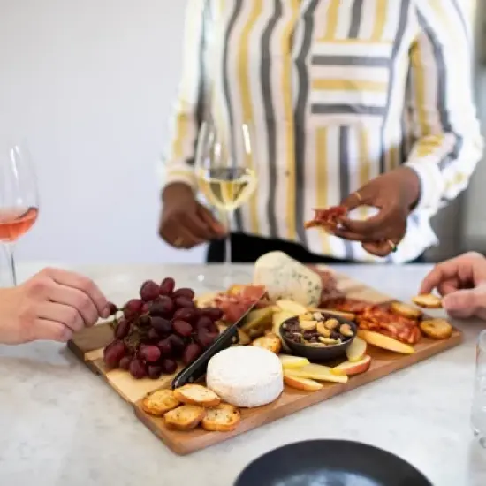 Libbey Acaciawood 4 Piece Cheese Board Serving Set with Glass Dome image {3}