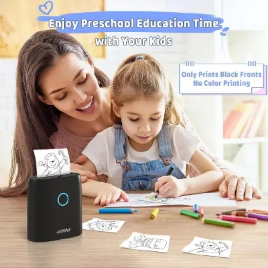 JADENS 2 Inch Mini Sticker Printer JD-21 Bluetooth with 5-roll paper image {1}