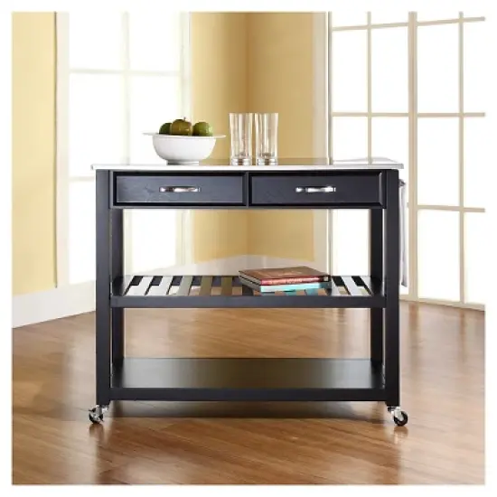 Stainless Steel Top Kitchen Cart/Island with Optional Stool Storage - Crosley image {4}