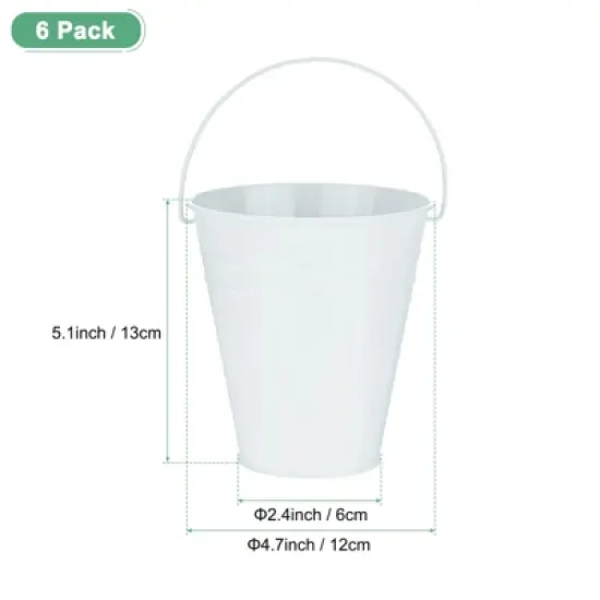 Unique Bargains Galvanized White Decorative Rustic Metal Bucket 4.7 x 5.1 Inch 6 Pcs image {1}