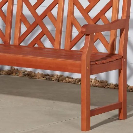Vifah Eucalyptus Outdoor Wood Bench - Brown image {4}
