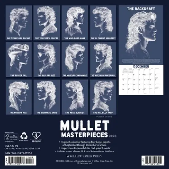 Willow Creek Press 2026 Mullet Masterpieces Wall Calendar image {1}