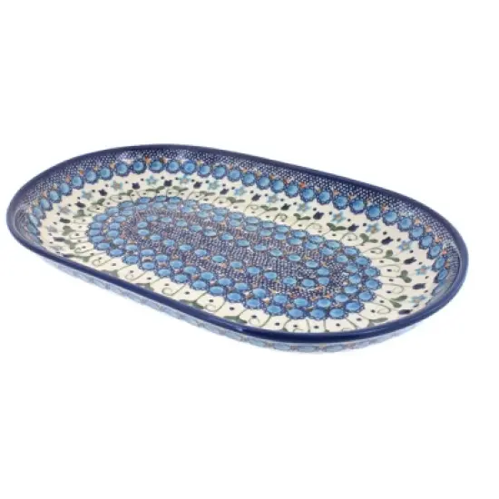 Blue Rose Polish Pottery 116 Vena Large Oval Serving Dish image {5}