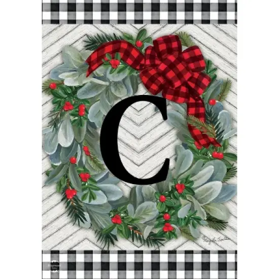 Briarwood Lane Winter Garden Flag 12x18 For Outdoor Winter Wreath Monogram Letter C For Winter Garden Flag Flags For Outside image {4}