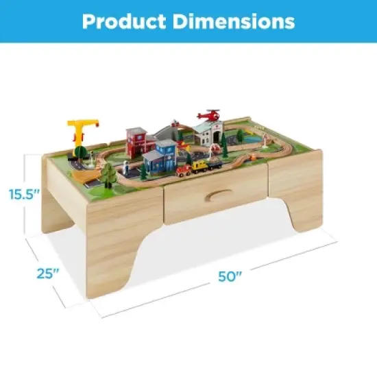 Best Choice Products 35-Piece Train Table, Large Multipurpose Wooden Playset for Children w/ Reversible Table Top image {6}