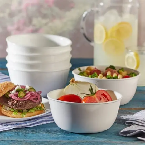 Corelle 4pk Glass Vitrelle 28oz Dinner Bowls White: Round Solid Pasta & Soup Bowls, Dishwasher & Microwave Safe image {1}