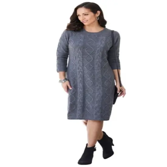 Jessica London Women&rsquo;s Plus Size Cable Sweater Dress image {8}