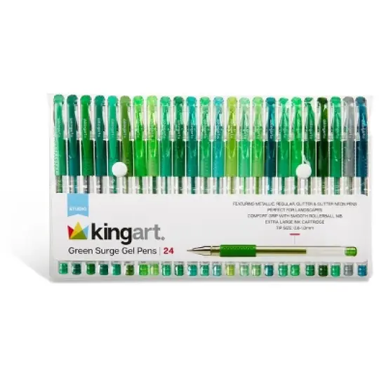 KINGART Gel Pens 24 Green Tone Colors image {8}