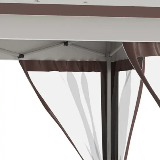 DSVIMOY 12'*12' Pop Up Canopy Tent with Netting and Carry Bag, Instant Sun Shelter for Parties, Height Adjustable, Beige&Brown, 141"*141"*116.4" image {3}