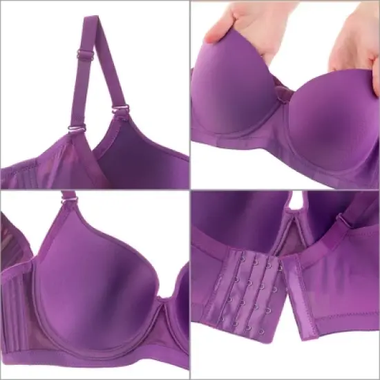 Agnes Orinda Women's Underwire Solid Seamless Comfort Push-Up Bra and Underwear Set image {2}