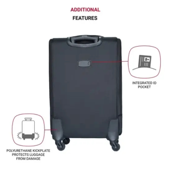 Gulches (20+24) Two-piece suitcase suitcase set Oxford trolley case without password lock universal wheel BLACK image {1}
