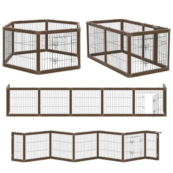 PawHut 24.5" Heavy Duty Pet Playpen, 6 Panels Dog Exercise Pen, Foldable Puppy Play Whelping Fence, with Door, Double Latches, Indoor & Outdoor image {7}