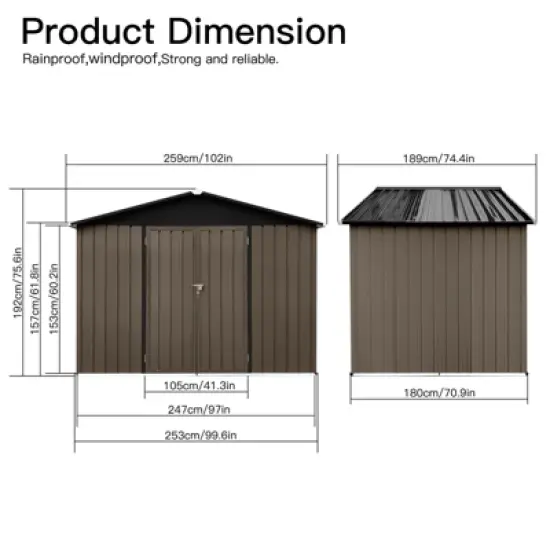 NicBex 8x6 FT Outdoor Storage Shed with 2 Integrated Punched Vents,Metal Outdoor Shed with Apex Roof,Storage Sheds for Garden image {2}