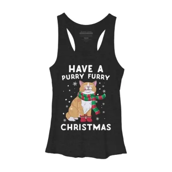 Women's Design By Humans Have A Purry Furry Christmas Cat By Freshoutlook Racerback Tank Top image {3}