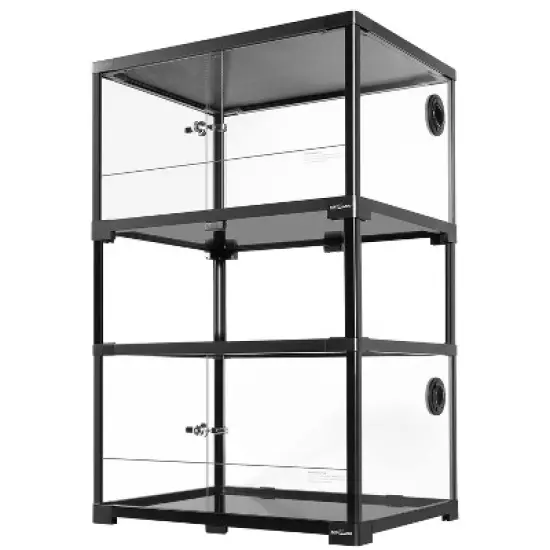 REPTIZOO Double Stacked Reptile Tank, 24" x 18" x 44", Front-Opening, Full-Vision, Knock-Down, 2-Pack 34-Gallon Glass Cage for Bearded Dragons, image {5}