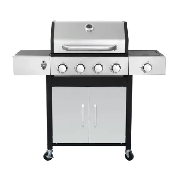 4-Burner Propane Gas BBQ Grill with Side Burner, 46790BTU Output With Enameled Cast Iron Cooking Grids For Outdoor Barbecue, Stainless Steel image {4}