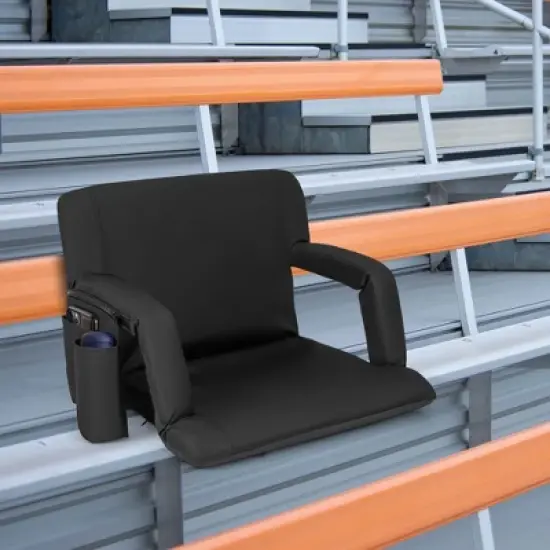 Costway 1/2 PCS Stadium Seat for Bleachers Bleacher Chair with 6 Adjustable Positions Back Support Black image {1}