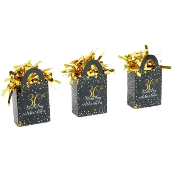 Sparkle and Bash 6 Packs 30th Birthday Party Balloon Weights, Black and Gold Decorations, 6oz image {4}