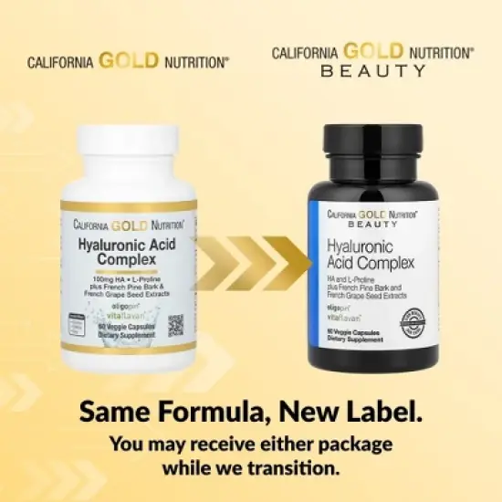 California Gold Nutrition Hyaluronic Acid Complex with L-Proline, French Grape Seed and French Maritime Pine Bark Extract, 60 Veggie Capsules image {5}