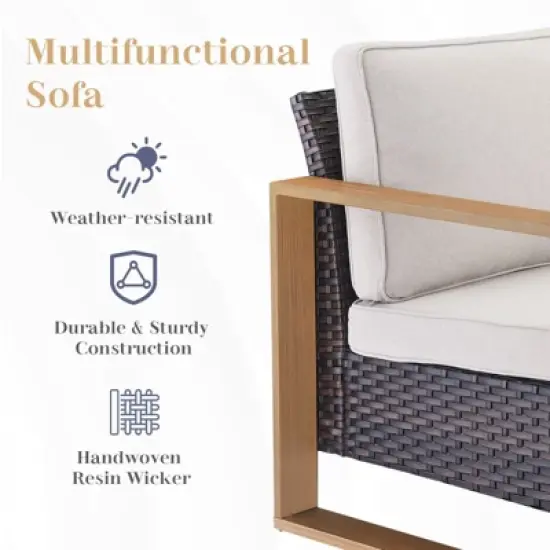 Gymojoy 5 Pieces Outdoor Patio Sofa Club Chair with Ottoman Set image {5}