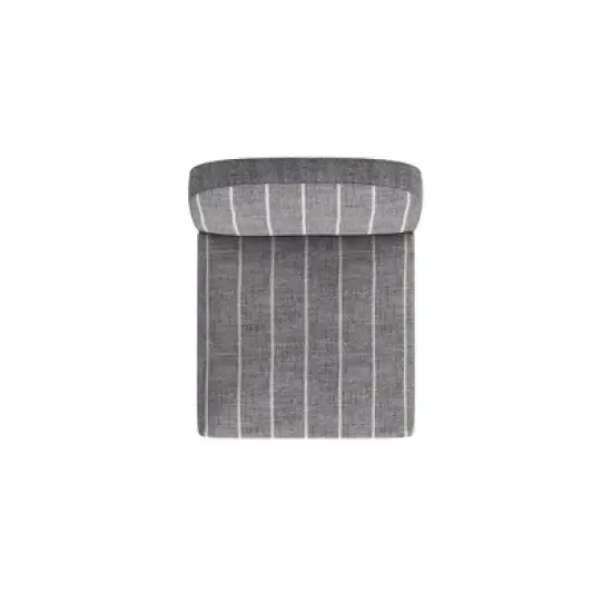 Rounded Back Woven Stripe Upholstered Counter Height Barstool Midnight - HomePop image {5}