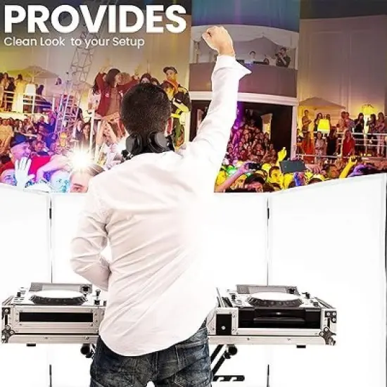 Pyle DJ Booth Foldable Cover Screen - Portable Event Facade Front Board Video Light Projector Display Scrim Panel with Folding Steel Frame Stand image {2}