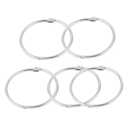 Unique Bargains Metal Book Loose Leaf Binder Hinge Snap Key Rings 20 Pcs Silver Tone 2.1" Outside Dia image {2}