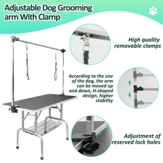 LOVMOR Dog Grooming Table,Adjustable Home Pet Grooming Tables with Arm/Noose/Mesh Tray image {3}