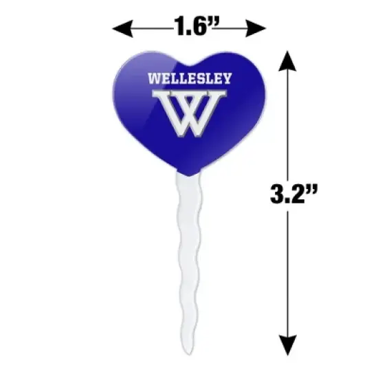 Wellesley College Primary Logo Heart Love Cupcake Picks Toppers Decoration Set of 6 image {5}