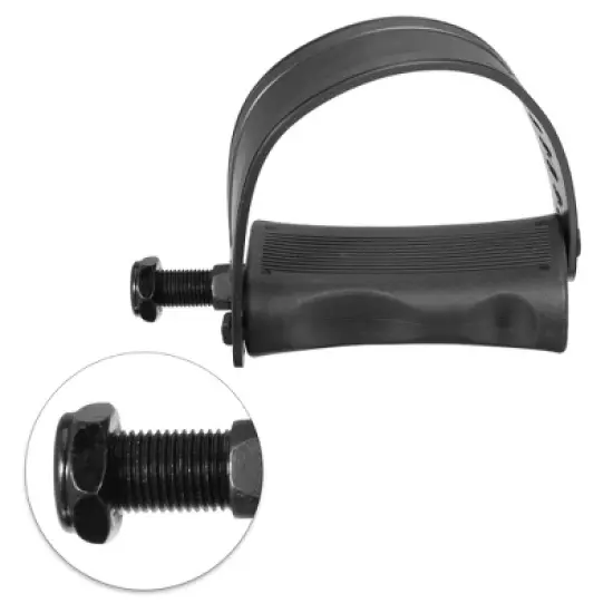 Unique Bargains Exercise Bike Pedals with Straps 1/2 Inch Spindle Cycling Parts 12.7mm Spindle Black 1 Pair image {5}