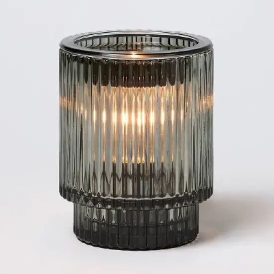 Smoked Ribbed Glass Warmer - Threshold&trade; image {1}