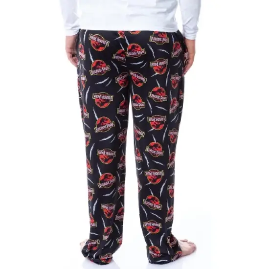 Jurassic Park Mens' Dinosaur Film Logo Scratches Sleep Pajama Pants Black image {3}